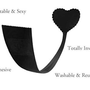 Amoreza by SKS C Style Invisible No Panty Line Heart Shaped Strapless C-String Thong (XL, Black, x_l)