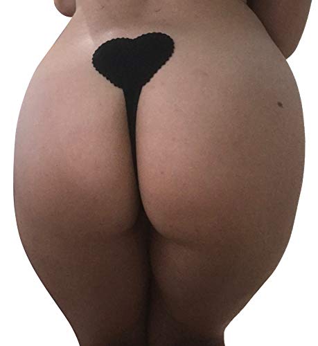 Amoreza by SKS C Style Invisible No Panty Line Heart Shaped Strapless C-String Thong (XL, Black, x_l)