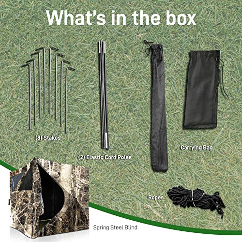 SereneLife Two Person Hunting Blind - Water Resistant Durashell Plus Hunting Ground Blind Tent Pop Up Blinds for Hunting w/Shadow Guard, Polyester Fabric, Includes Carry Bag/Tie-Down Cords - SLHT49