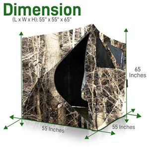 SereneLife Two Person Hunting Blind - Water Resistant Durashell Plus Hunting Ground Blind Tent Pop Up Blinds for Hunting w/Shadow Guard, Polyester Fabric, Includes Carry Bag/Tie-Down Cords - SLHT49