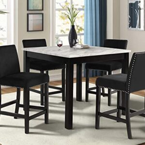 New Classic Furniture Celeste Faux Marble Counter Dining Table with Four Chairs, 5-Piece, Black