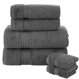 peshkul premium collection turkish bath towel sets of 6 | 100% cotton | 2 bath towels 27x54, 2 hand towels 16x30, 2 washcloths 13x13 (mineral grey)