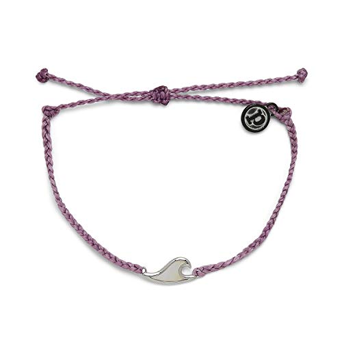 Pura Vida Silver Mother of Pearl Wave Bracelet - 100% Waterproof, Adjustable Band - Lavender