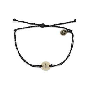 pura vida gold wander bracelet - 100% waterproof, adjustable band - plated brand charm, black