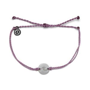 pura vida silver pave wave coin bracelet - 100% waterproof, adjustable band - brand charm, lavender