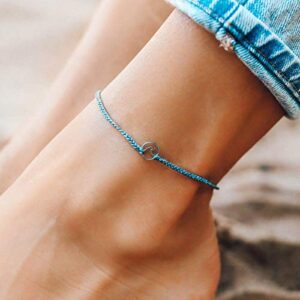 Pura Vida Silver Mini Wave Bracelet - 100% Waterproof, Adjustable Band - Brand Charm, Blue Steel