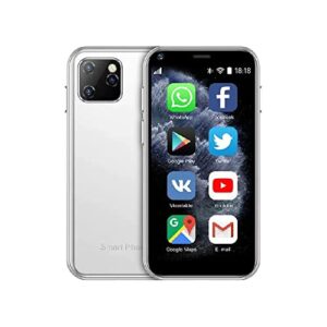 soyes xs11 3g mini smartphone 2.5inch wifi gps china mobile 1gb ram 8gb rom quad core android cell phones 3d glass slim body hd camera dual sim google play cute smartphone (white)