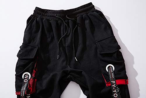 Hello MrLin Men's Jogger Pants Punk Cargo Baggy Techwear Hip Hop Harem Pants Streetwear Tactical Track Pants Black