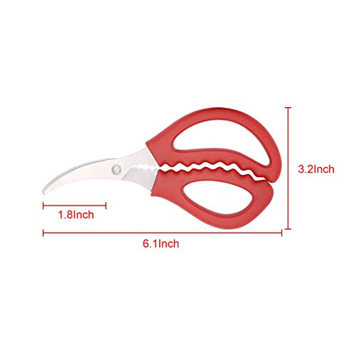 6Pak Stainless Steel Seafood Scissors for Kitchen Seafood Fish Crab Shrimp Lobster Multifunction Seafood Shears Tool
