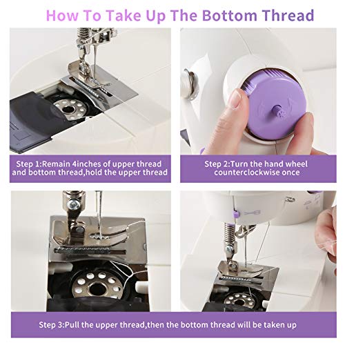 Mini Sewing Machine with DIY Materials for Beginner Kid, Enjoylf Portable Sewing Machine with Extension Table,Lamp,Cutter and Foot Pedal 2-Speed 2-Thread