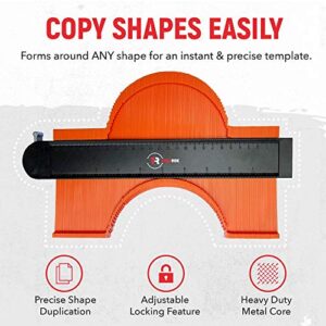 Contour Gauge (10-inch) Shape Duplicator, Ruler & Corner Measuring for Woodworking, Flooring, Angle Finder. Super Gauge Shape and Outline Tool, Contour Gauge with Lock, Contour Gauge Tool