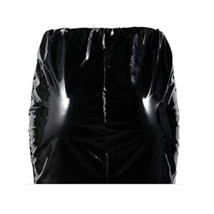 Springcmy Women Neon Leather Bodycon Mini Skirt Skirts Sexy Shiny Liquid Metallic Wet Look Latex Skirt