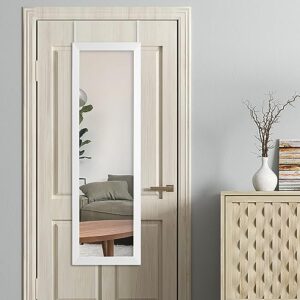 mirrorize full length over the door, long door hanging large mirrors for wall full body, shatterproof tall floor mirror, 42"x14", white