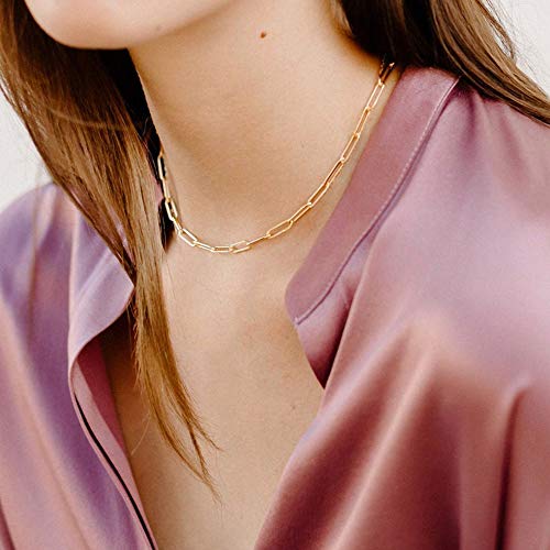 Dainty Layering Initial Necklaces for Women, 14K Gold Plated Paperclip Chain Necklace for Women Trendy Hexagon Letter Pendant Initial A Necklace Choker Necklaces Gold Layered Necklaces for Women Trendy