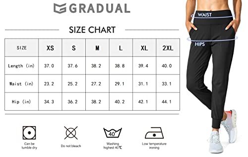 G Gradual Women's Joggers High Waisted Yoga Pants with Pockets Loose Leggings for Women Workout, Athletic, Lounge (Black, Large)