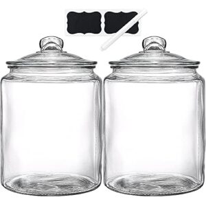 daitouge 1.5 gallon glass jars with lids, large glass storage jars set of 2, heavy duty glass canisters for kitchen, perfect for flour, sugar, rice, pasta, beans, cookies
