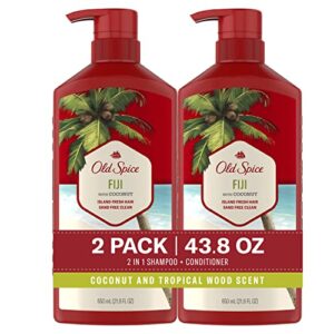 old spice fiji 2-in-1 shampoo and conditioner for men, 21.9 fl oz each, twin pack