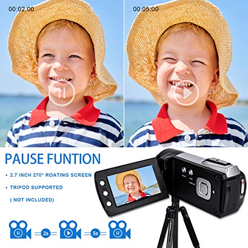 Vmotal Video Camera Camcorders 24 MP Digital Camera Video Recorder FHD 1080P 30FPS 2.7 Inch Vlogging Camera YouTube TikTok Camcorder for Kids Children Student Teenager Beginner