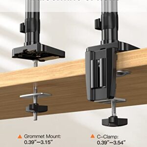 ErGear Triple Monitor Mount for Desk, 3 Monitor Stand with Gas Spring Adjustable Monitor Arm Fit Three Screens 13 to 27 inch Flat/Curved LCD Computer Screens Holds Max 17.6lbs with Clamp