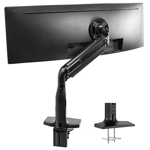 VIVO Aluminum Ultrawide Monitor Stand, Classic, Fits up to 49 inch Computer Screens, Single Articulating Pneumatic Arm, C-Clamp and Grommet Desk Mount, Max VESA 200x100, Black, STAND-V100H