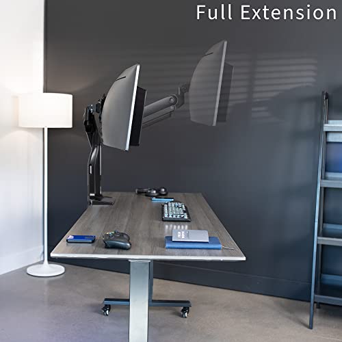 VIVO Aluminum Ultrawide Monitor Stand, Classic, Fits up to 49 inch Computer Screens, Single Articulating Pneumatic Arm, C-Clamp and Grommet Desk Mount, Max VESA 200x100, Black, STAND-V100H