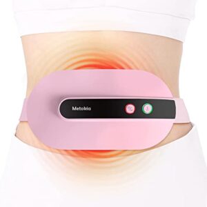 portable cordless heating pad, heating pad for back pain with 3 heat levels and 3 vibration massage modes, portable electric fast heating belly wrap belt for women and girl(pink)