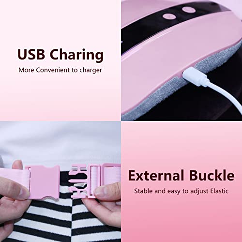 Portable Cordless Heating Pad, Heating Pad for Back Pain with 3 Heat Levels and 3 Vibration Massage Modes, Portable Electric Fast Heating Belly Wrap Belt for Women and Girl(Pink)