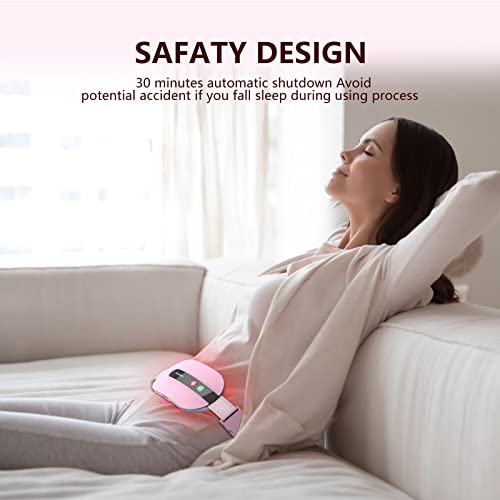 Portable Cordless Heating Pad, Heating Pad for Back Pain with 3 Heat Levels and 3 Vibration Massage Modes, Portable Electric Fast Heating Belly Wrap Belt for Women and Girl(Pink)