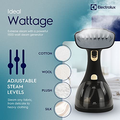 Electrolux Portable Handheld Garment and Fabric Steamer 1500 Watts, Quick Heat Ceramic Plate Steam Nozzle, 2 in 1 Fabric Wrinkle Remover and Clothing Iron, with Fabric, Lint Brush, and Steam Nozzle