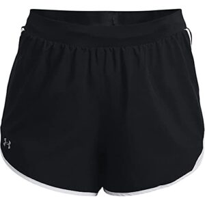 under armour womens fly by 2.0 shorts , black (001)/reflective , 3x