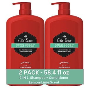 old spice pure sport 2in1 shampoo and conditioner for men, twin pack, lemon, 58.4 fl oz