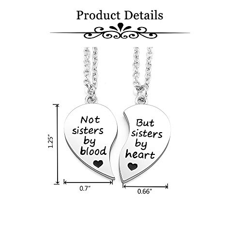 Top Plaza 2 Pcs Best Friends Friendship Bff Sister Gifts Necklaces Set Puzzle Matching Heart Alloy Pendant Necklaces - Not sisters by blood/But sister by heart