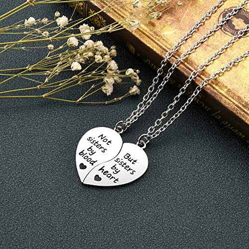 Top Plaza 2 Pcs Best Friends Friendship Bff Sister Gifts Necklaces Set Puzzle Matching Heart Alloy Pendant Necklaces - Not sisters by blood/But sister by heart