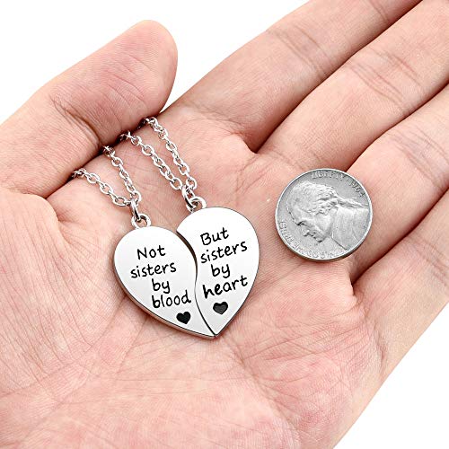 Top Plaza 2 Pcs Best Friends Friendship Bff Sister Gifts Necklaces Set Puzzle Matching Heart Alloy Pendant Necklaces - Not sisters by blood/But sister by heart