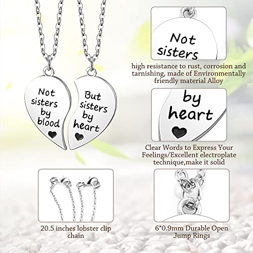 Top Plaza 2 Pcs Best Friends Friendship Bff Sister Gifts Necklaces Set Puzzle Matching Heart Alloy Pendant Necklaces - Not sisters by blood/But sister by heart