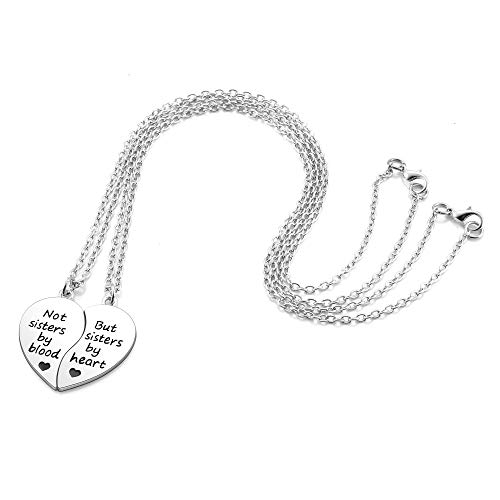 Top Plaza 2 Pcs Best Friends Friendship Bff Sister Gifts Necklaces Set Puzzle Matching Heart Alloy Pendant Necklaces - Not sisters by blood/But sister by heart