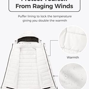 Wantdo Men's 3 in 1 Mountain Waterproof Winter Snowboarding RainCoat Ivory M