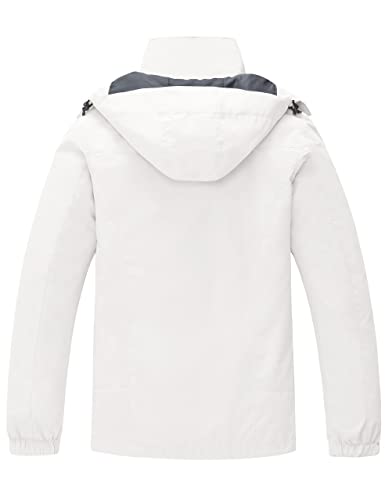 Wantdo Men's 3 in 1 Mountain Waterproof Winter Snowboarding RainCoat Ivory M