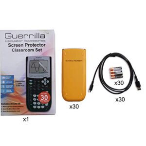 TI-84 Plus Graphing Calculator Teacher Set Pack (30 Calculators) + Guerrilla Teacher Set of Screen Protectors + 120 Batteries