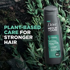 Dove Men+Care 2 in 1 Shampoo & Conditioner Eucalyptus & Birch 4 Count For Healthy-Looking Hair Naturally Derived Plant Based Cleansers 12 oz