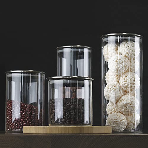 BaveL Glass Storage Jars 20 OZ/33 OZ/54 OZ,Glass Food Storage Containers Set of 3,Airtight Food Jars with stainless steel Lids, Kitchen Canisters for Serving Sugar,Candy, Cookie, Rice and Spice Jars