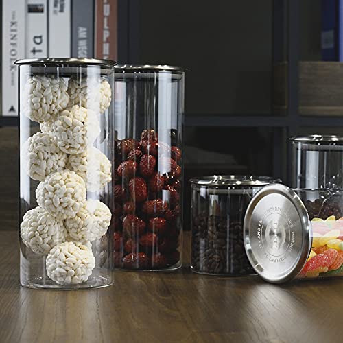 BaveL Glass Storage Jars 20 OZ/33 OZ/54 OZ,Glass Food Storage Containers Set of 3,Airtight Food Jars with stainless steel Lids, Kitchen Canisters for Serving Sugar,Candy, Cookie, Rice and Spice Jars