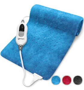 geniani xl heating pad for back pain & menstrual pain relief, fsa hsa eligible, auto shut off, machine washable, moist heat pad for neck and shoulder, heat patch for cramps relief, aqua blue 12'‘×24’’