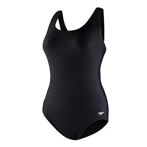 Speedo Women's Standard Swimsuit One Piece Endurance Ultraback Solid Contemporary Cut, Black, 12