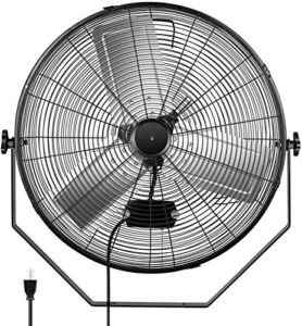 simple deluxe 24 inch industrial wall mount fan, 3 speed commercial ventilation metal fan for warehouse, greenhouse, workshop, patio, factory and basement - high velocity, black