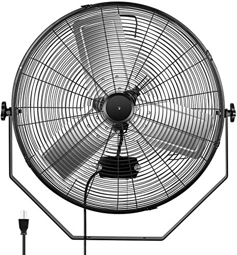 Simple Deluxe 24 Inch Industrial Wall Mount Fan, 3 Speed Commercial Ventilation Metal Fan for Warehouse, Greenhouse, Workshop, Patio, Factory and Basement - High Velocity, black