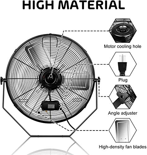 Simple Deluxe 24 Inch Industrial Wall Mount Fan, 3 Speed Commercial Ventilation Metal Fan for Warehouse, Greenhouse, Workshop, Patio, Factory and Basement - High Velocity, black