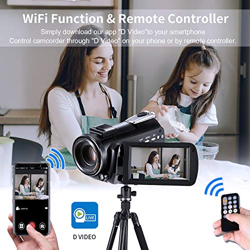 ORDRO Video Camera 4K Livestream Camcorder HDR-AC5 12X Optical Zoom Video Recorder 3.1'' IPS Touchscreen Live Broadcast Camcorder with 6.5ft USB Livestreaming Cable and 64GB SD Card