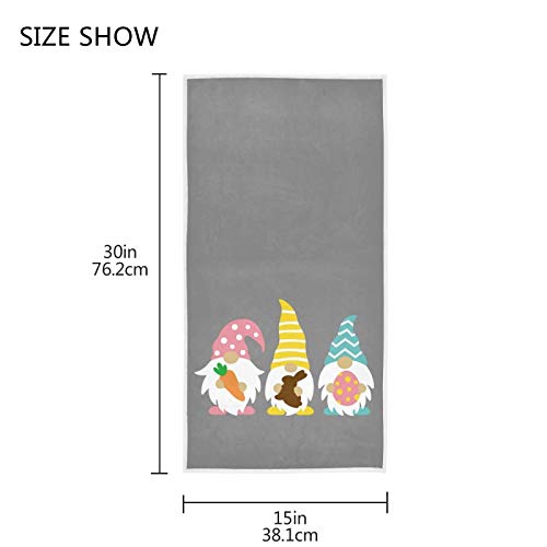 QUGRL Cute Gnomes Hand Towels Easter Rabbit Soft Quality Premium Washcloths Kitchen Dish Towels Bathroom Decor for Guest Hotel Spa Gym Sport 30 x 15 inches