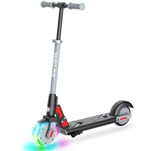 gotrax gks lumios electric scooter for kids age 6-12, max 6.25 mile and 7.5mph speed, 6" flash front wheel and 3 adjustable height, ul2272 certified approved and lightweight aluminum frame for kid